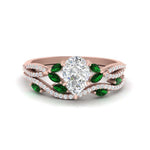 Load image into Gallery viewer, pear-shaped-twisted-vine-luxury-emerald-bridal-ring-set-in-rose-gold-FDENR3211PEGEMGRANGLE3-NL-RG
