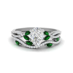 Load image into Gallery viewer, pear-shaped-twisted-vine-luxury-emerald-bridal-ring-set-in-white-gold-FDENR3211PEGEMGRANGLE3-NL-WG