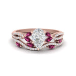 Load image into Gallery viewer, pear-shaped-twisted-vine-luxury-pink-sapphire-bridal-ring-set-in-rose-gold-FDENR3211PEGSADRPIANGLE3-NL-RG