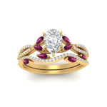 Load image into Gallery viewer, pear-shaped-twisted-vine-luxury-pink-sapphire-bridal-ring-set-in-yellow-gold-FDENR3211PEGSADRPIANGLE3-NL-YG