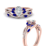 Load image into Gallery viewer, pear-shaped-twisted-vine-luxury-sapphire-bridal-ring-set-in-rose-gold-FDENR3211PEGSABLANGLE3-NL-RG