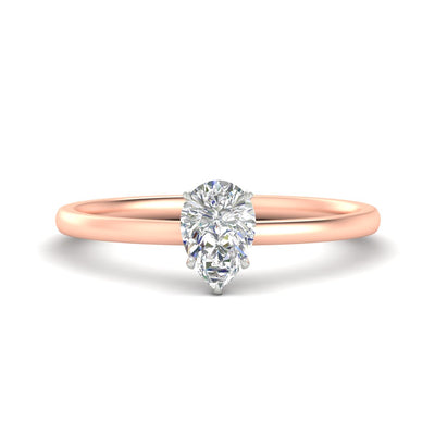 Pear Shaped Two Tone Comfort Fit Solitaire Diamond Ring
