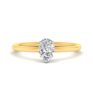 Pear Shaped Two Tone Comfort Fit Solitaire Diamond Ring