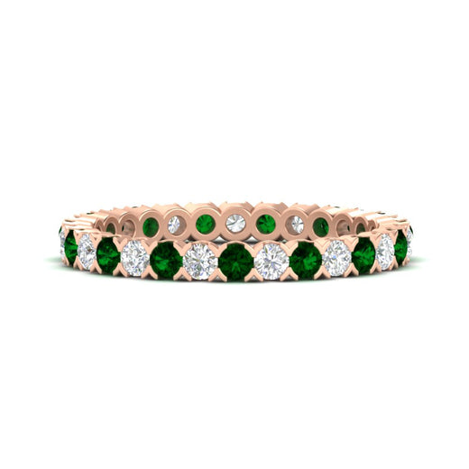 perfect-bezel-set-0.90-carat-round-diamond-and-emerald-eternity-wedding-band-in-rose-gold-FD8072ROBGEMGR-0.90CT-NL-RG?v=1751956590