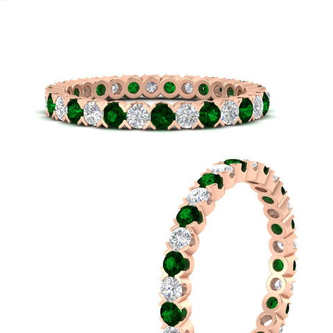 perfect-bezel-set-0.90-carat-round-diamond-and-emerald-eternity-wedding-band-in-rose-gold-FD8072ROBGEMGRANGLE53-0.90CT-NL-RG?v=1751956591