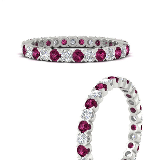 perfect-bezel-set-0.90-carat-round-diamond-and-pink-sapphire-eternity-wedding-band-in-white-gold-FD8072ROBGSADRPIANGLE3-0.90CT-NL-WG?v=1751956593