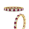 Load image into Gallery viewer, perfect-bezel-set-0.90-carat-round-diamond-and-pink-sapphire-eternity-wedding-band-in-yellow-gold-FD8072ROBGSADRPIANGLE3-0.90CT-NL-YG?v=1751956595