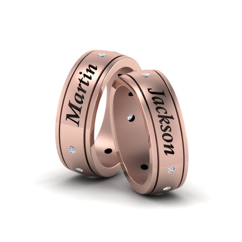 Personalized Gay Wedding Band With Diamonds