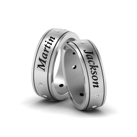 Personalized Gay Wedding Band With Diamonds