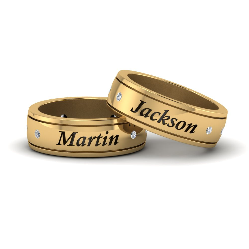 Personalized Gay Wedding Band With Diamonds