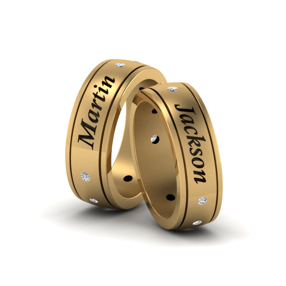 Personalized Gay Wedding Band With Diamonds