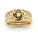 Load image into Gallery viewer, petal-solitaire-ring-with-stacked-band-in-FD10161-NL-YG
