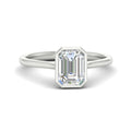 Thumbnail 5 - Emerald Cut Petite Bezel Solitaire Engagement Ring