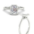 Thumbnail 6 - Emerald Cut Petite Bezel Solitaire Engagement Ring