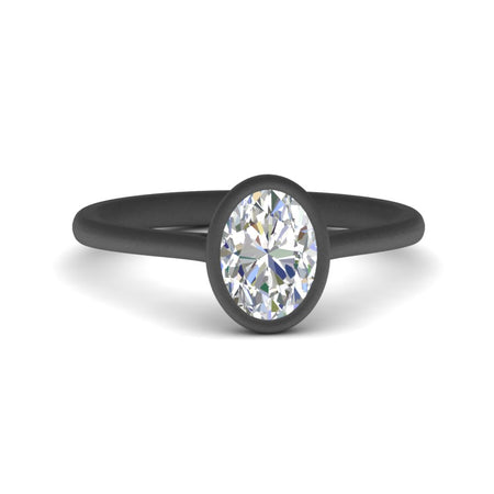 Bezel Set Oval Shaped Petite Solitaire Engagement Ring