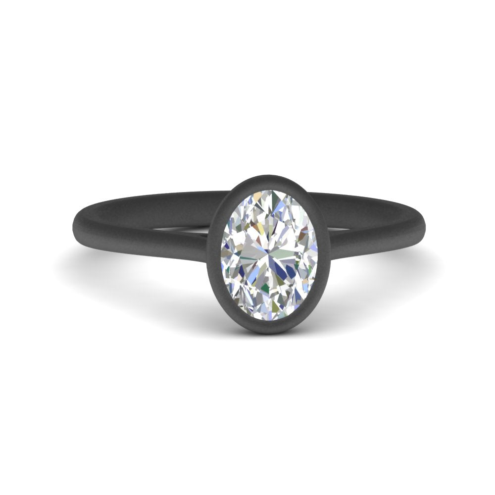 Oval Shaped Petite Bezel Solitaire Engagement Ring
