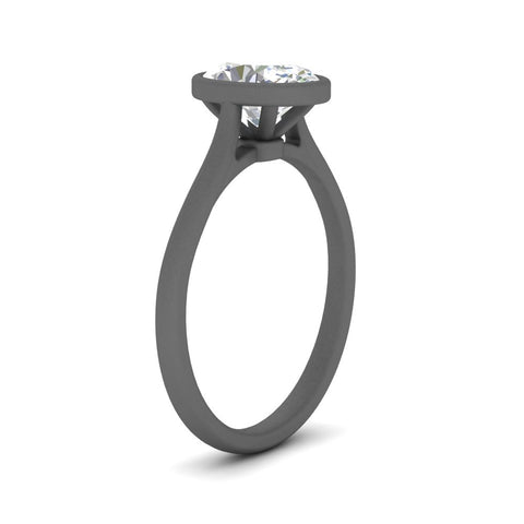 Oval Shaped Petite Bezel Solitaire Engagement Ring