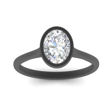 Oval Shaped Petite Bezel Solitaire Engagement Ring
