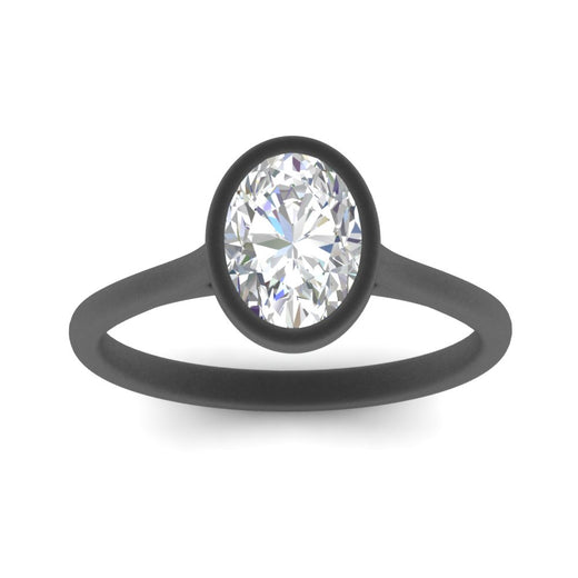 Oval Shaped Petite Bezel Solitaire Engagement Ring
