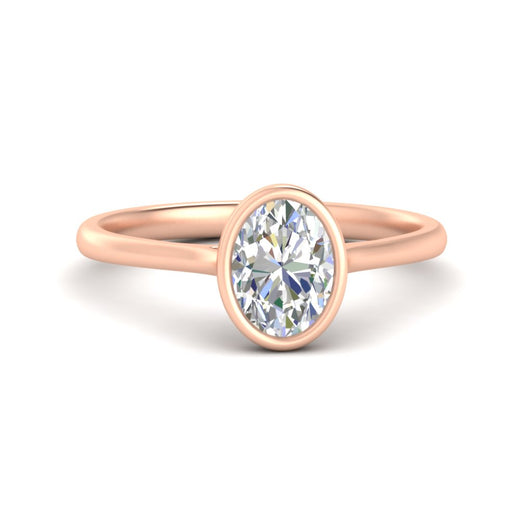 Oval Shaped Petite Bezel Solitaire Engagement Ring