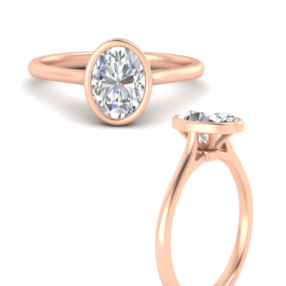 Oval Shaped Petite Bezel Solitaire Engagement Ring