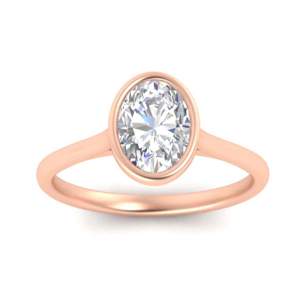 Oval Shaped Petite Bezel Solitaire Engagement Ring