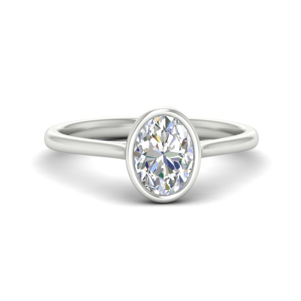 Oval Shaped Petite Bezel Solitaire Engagement Ring