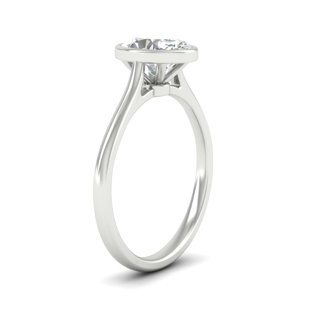 Oval Shaped Petite Bezel Solitaire Engagement Ring