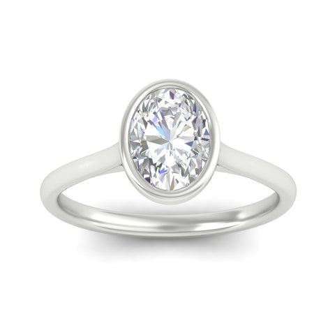 Oval Shaped Petite Bezel Solitaire Engagement Ring