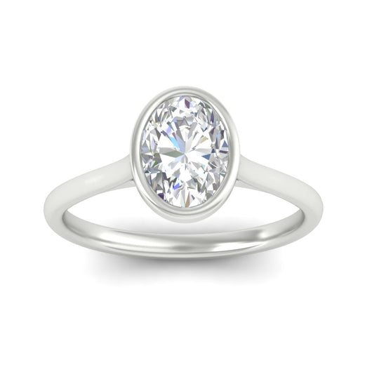 Oval Shaped Petite Bezel Solitaire Engagement Ring