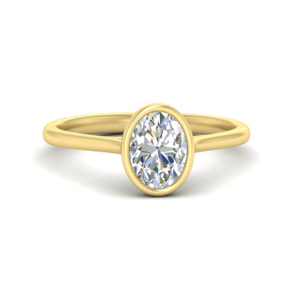 Oval Shaped Petite Bezel Solitaire Engagement Ring
