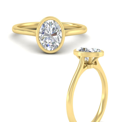 Oval Shaped Petite Bezel Solitaire Engagement Ring