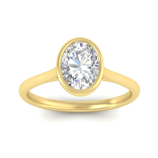 Oval Shaped Petite Bezel Solitaire Engagement Ring