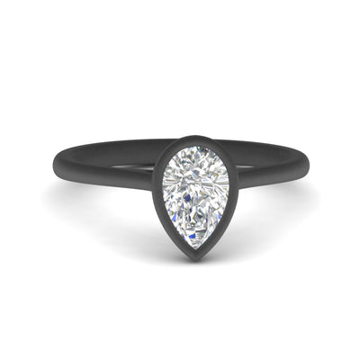 Pear Shaped Petite Bezel Solitaire Engagement Ring