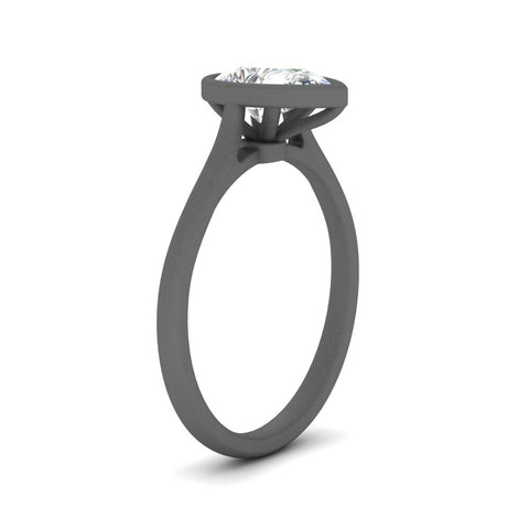 Pear Shaped Petite Bezel Solitaire Engagement Ring