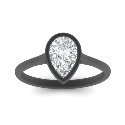 Pear Shaped Petite Bezel Solitaire Engagement Ring