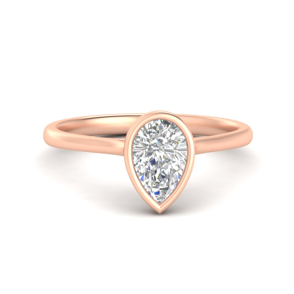 Pear Shaped Petite Bezel Solitaire Engagement Ring