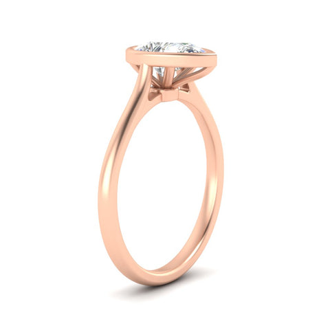 Pear Shaped Petite Bezel Solitaire Engagement Ring