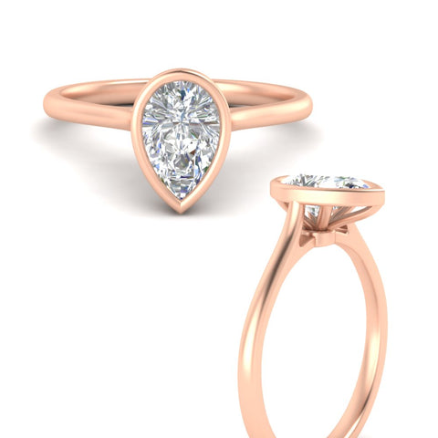 Pear Shaped Petite Bezel Solitaire Engagement Ring