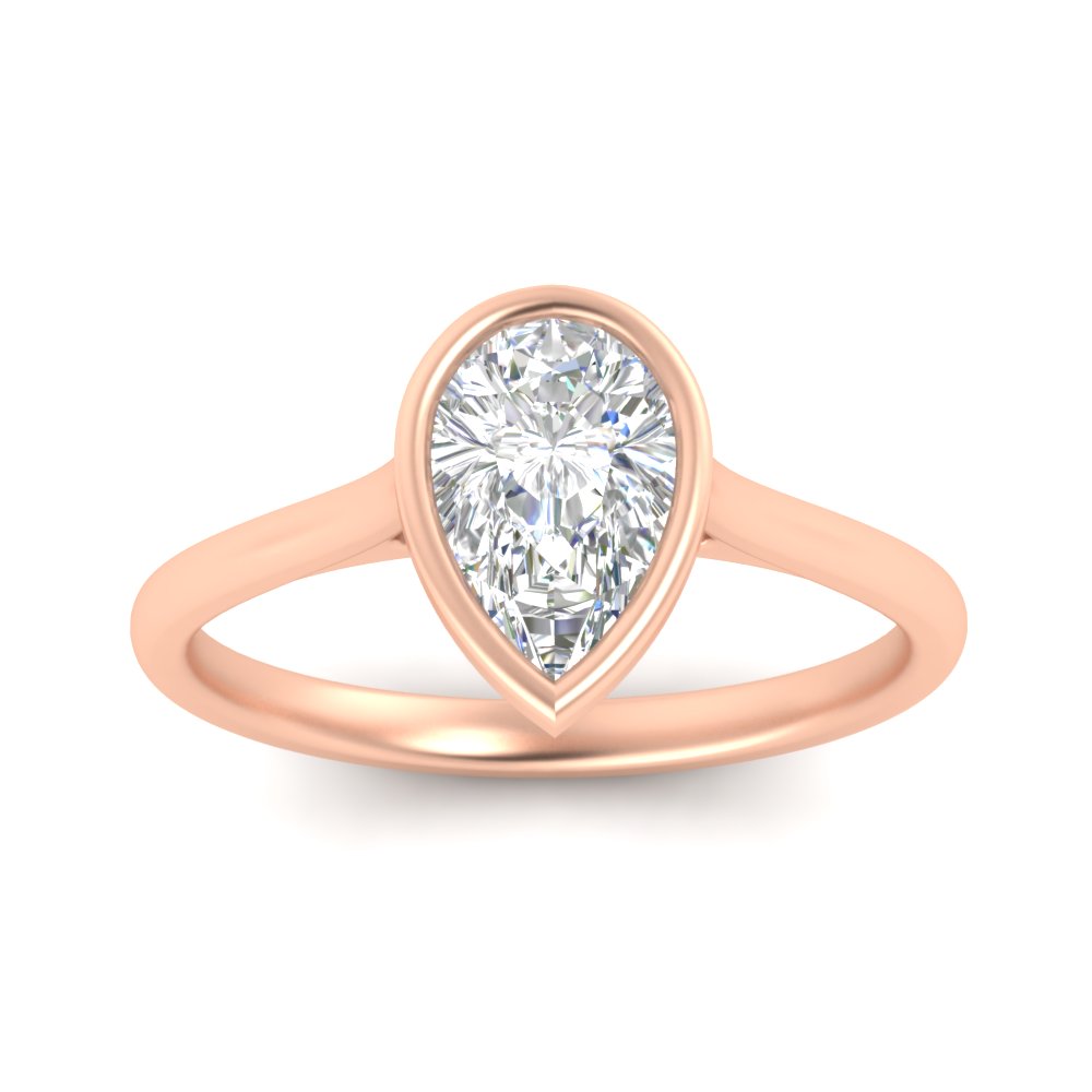 Pear Shaped Petite Bezel Solitaire Engagement Ring
