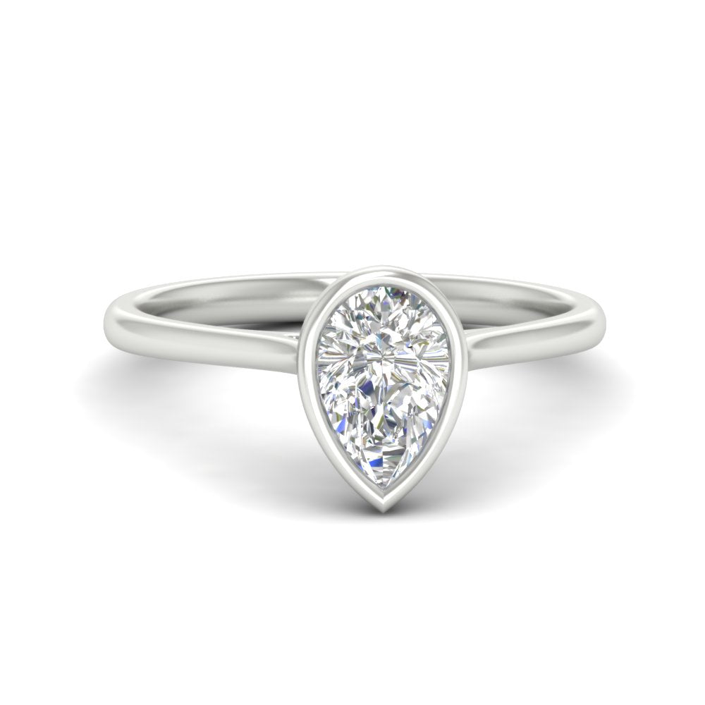 Pear Shaped Petite Bezel Solitaire Engagement Ring