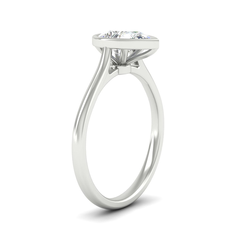 Pear Shaped Petite Bezel Solitaire Engagement Ring