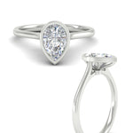 Load image into Gallery viewer, Pear Shaped Petite Bezel Solitaire Engagement Ring
