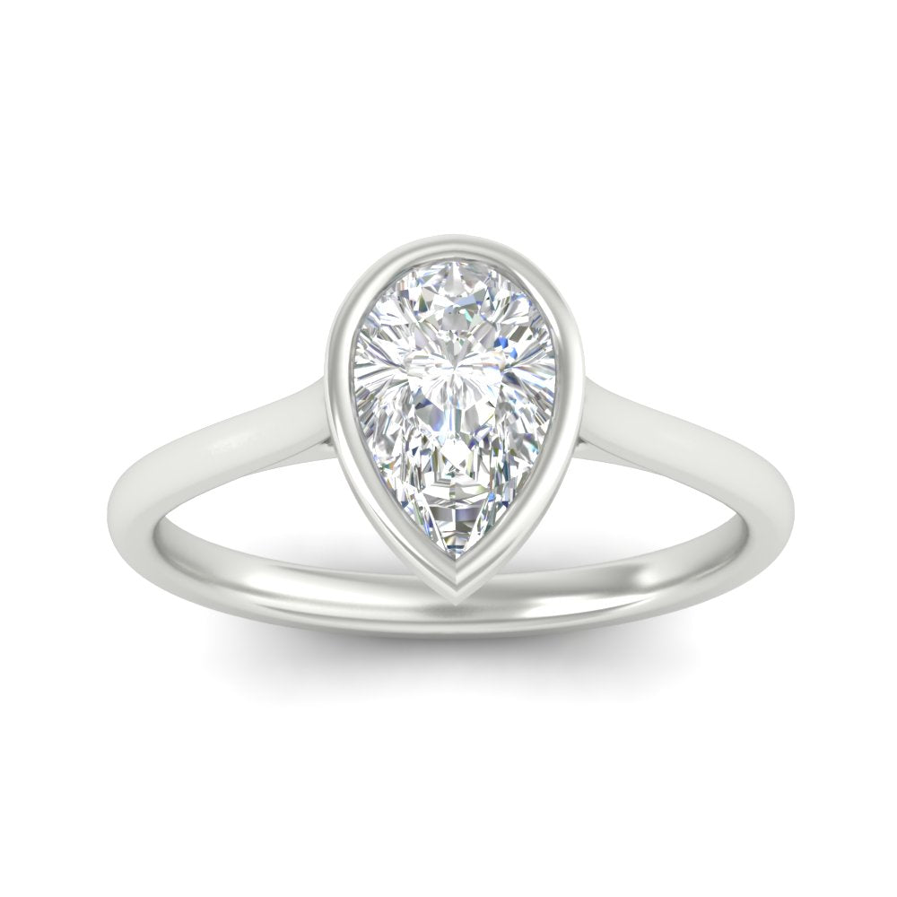 Pear Shaped Petite Bezel Solitaire Engagement Ring