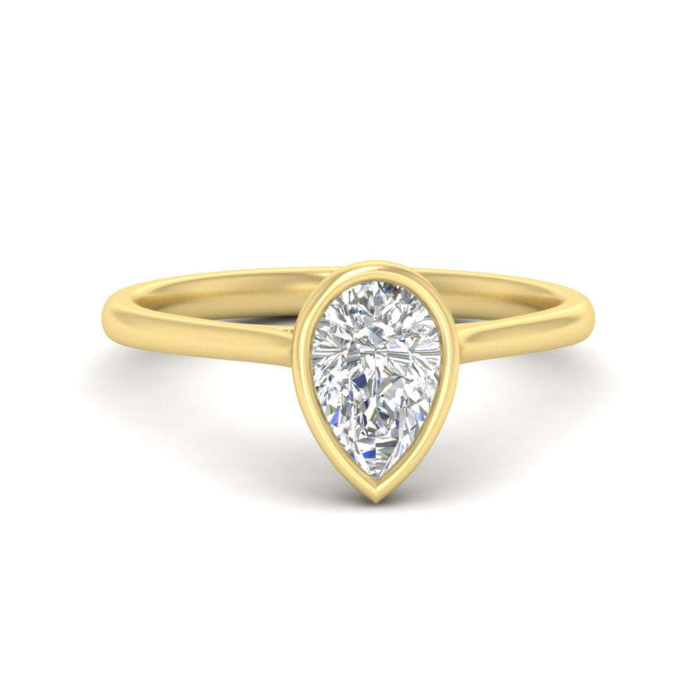 Pear Shaped Petite Bezel Solitaire Engagement Ring