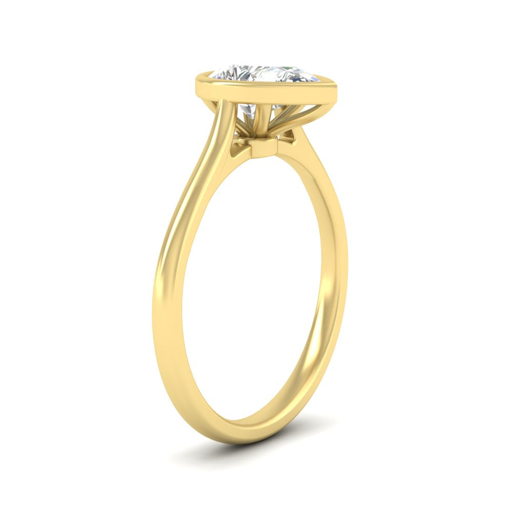 Pear Shaped Petite Bezel Solitaire Engagement Ring