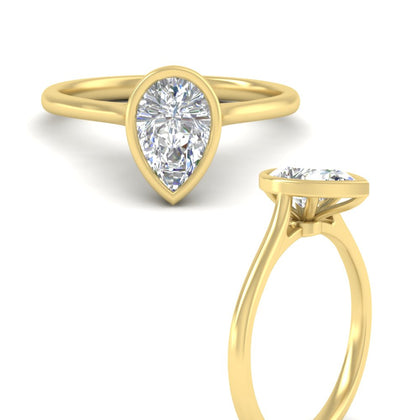 Pear Shaped Petite Bezel Solitaire Engagement Ring