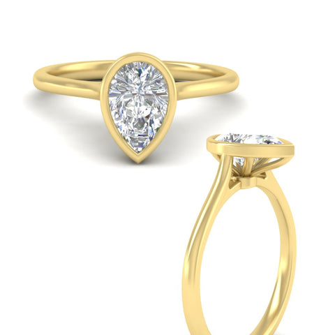 Pear Shaped Petite Bezel Solitaire Engagement Ring