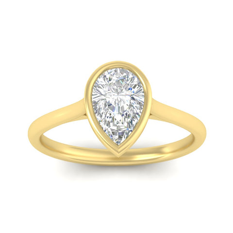 Pear Shaped Petite Bezel Solitaire Engagement Ring
