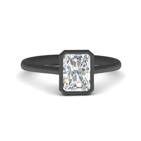Radiant Cut Petite Bezel Solitaire Engagement Ring
